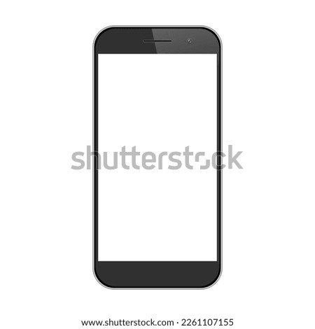 Realistic Modern Smartphone Flat Glossy Device On White Background. Branding Mockup Office Business Advertisement Mobile Presentation Showcase Promotion Technology Display Template