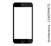 Realistic modern smartphone isolated on white background . Mock up phone with blank screen . Vector illustration