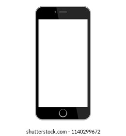 Realistic modern smartphone isolated on white background . Mock up phone with blank screen . Vector illustration