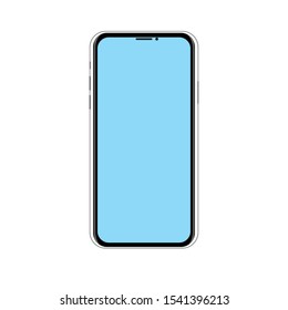 Realistic modern smartphone isolated on white background . Mock up phone with blank screen . Vector illustration