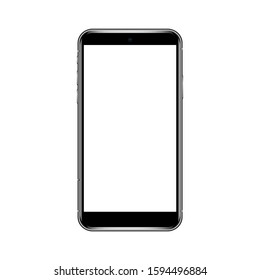 Realistic modern smartphone isolated on white background . Mock up phone with blank screen