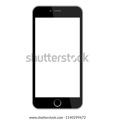 Realistic modern smartphone isolated on white background . Mock up phone with blank screen . Vector illustration