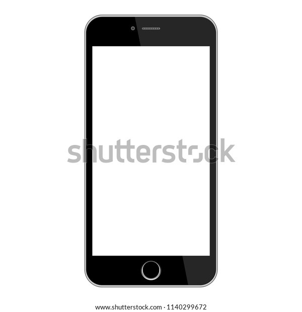 白い背景に現実的な現代のスマートフォン 画面が空白の電話をモック