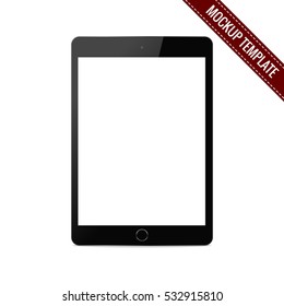 Realistic modern tablet with blank screen isolated on white background, mockup template. Vector illustration EPS10, black color scheme.