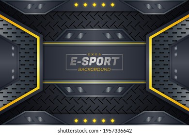 Realistic Modern Yellow and Grey Metallic Hexagon E-Sports Background