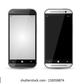 Realistic mokup smartphone gray and black color. Vector illustration object  mockup. Can use for printing, website, apps element. background for application mockups.