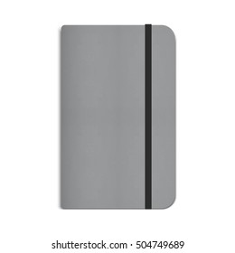 Realistic Moleskin Notebook, Diary With Black Elastic Band. Vector