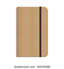 Realistic Moleskin Notebook, Diary, Planner With Black Elastic Band. Vector