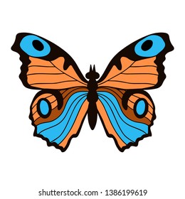 Realistic monarch butterfly in colour isolated on white background. Vector illustration.