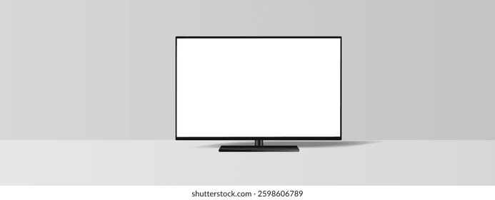 Realistic monitor with blank screen on transparent background. Vector EPS 10