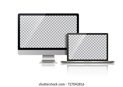 Realistic Monitor and Laptop - Stock Vector