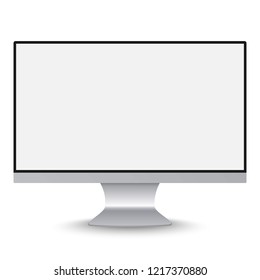 realistic monoblock frame monitor with blank white screen isolated.