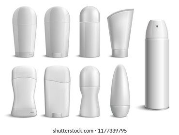 Realistic monochrome deodorant bottles