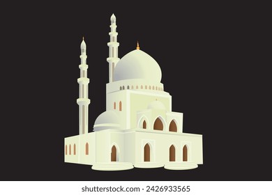 Arte de diseño de mezquita realista en Illustrator.