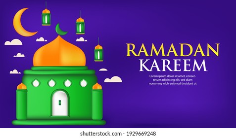 Realistic  mosque Ramadan Background Premium Vector