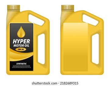 
Realistic motor oil bottle ads with editable text. 

Petrol gallon gas tank fuel container. Oil 

canister icon. Gasoline fuel canister
