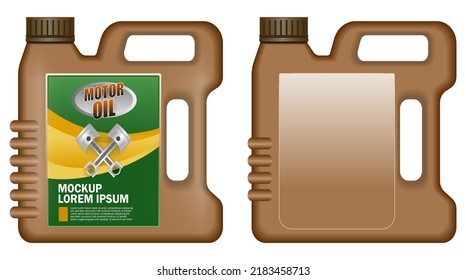 
Realistic motor oil bottle ads with editable text. 

Petrol gallon gas tank fuel container. Oil 

canister icon. Gasoline fuel canister
