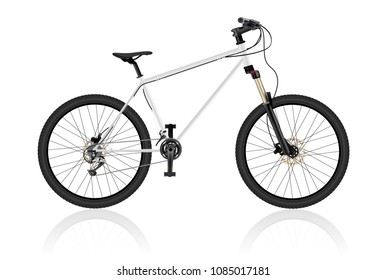 Realistic mountain bike, isolated on white. Bicycle Hardtail. Very high level of drawing Object realism. Blank template layout. Vector eps10