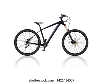 Realistic mountain bike, isolated on white. Bicycle Carbon Fiber Hardtail. Very high level of drawing Object realism. Blank template layout. Vector eps10