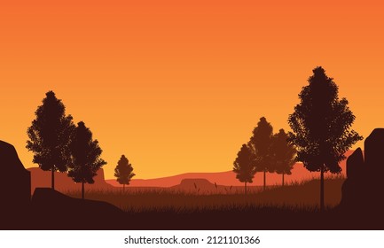 Realistic mountain view from a high cliff in suburb at sunrise