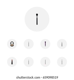 Realistic Mouth Pen, Brush, Eye Paintbrush And Other Vector Elements. Set Of Cosmetics Realistic Symbols Also Includes Cosmetics, Cosmetic, Lips Objects.