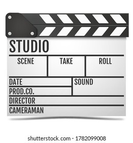 Realistic Movie clapper board. Vector.