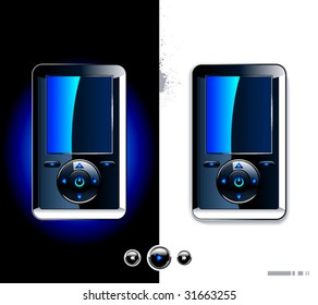 Realistic mp3 player on modern background