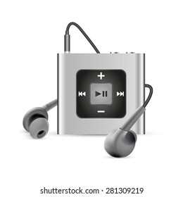Realistic mp3 player on the white background. Vector illustration.