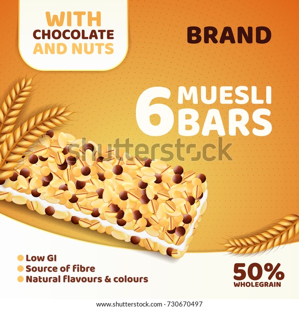 Realistic Muesli Bars Advertising Healthy Grain Stock Vector (Royalty ...