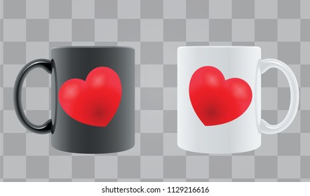 Realistic  mug with heart shaped. Mock up. High resolution 