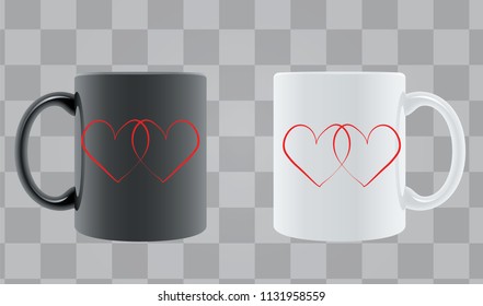 Realistic mug with hearts shaped for tea or coffee Mock up. High resolution