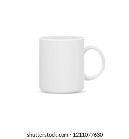 Realistic mug isolated on white background. Vector mockup. 