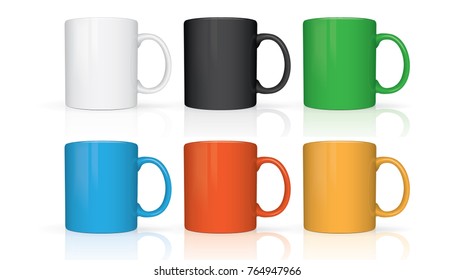 Realistic mug mock up vector template Easy to change colors