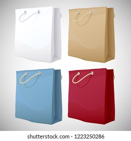 Realistic multicolor paper bag vector
