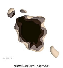 Realistic multicolor paper cut background. Abstract paper poster texture with wavy layers. Vector art illustration.