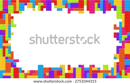 Realistic multicolor plastik constructor frame isolated on transparent background. Play and build concept. Vector PNG