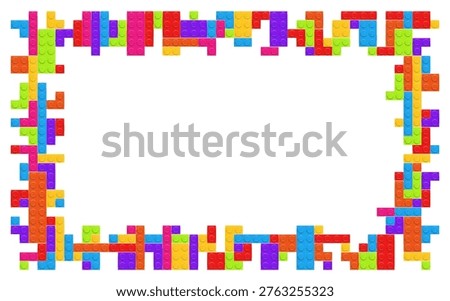 Realistic multicolor plastik constructor frame isolated on transparent background. Play and build concept. Vector PNG
