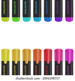 Realistic multi-colored markers on white background, vector illustration