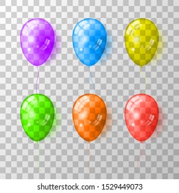 Realistic multi-colored transparent inflatable balls. Vector illustration.
