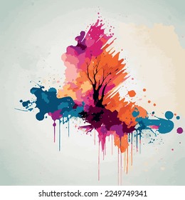 Realistic multicolored watercolor texture on a white background - Vector illustration