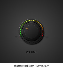 Realistic music button, volume knob with realistic designed shadow. Easy, normal, hard. Eps 10