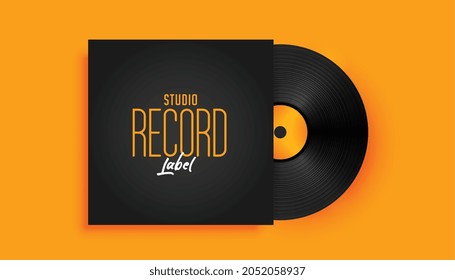 realistic music record label disk mockup