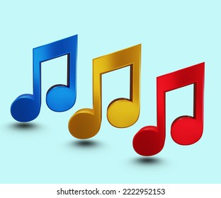 realistische Noten Melodie Set Symbol 3d Rendering Design