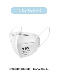 realistic N95 face mask vector illustration on white background