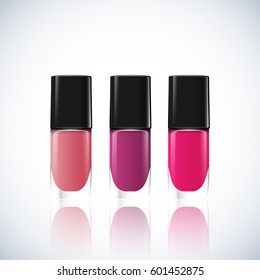 Realistic  Nail lacquer or polish Package Design Premium Cosmetic Ads mock up template. 3D Realistic Vector Illustration.