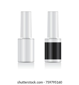 Realistic Nail Polish Set Mock Up. 3d White bottle Vector Template for your design