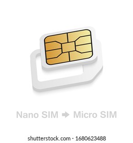 Realistic Nano to Micro SIM card adapter. Phone sim-card converter kit.