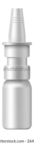 Realistic nasal spray bottle positioned on a white background, offering ample space for branding and label design, perfect for showcasing medical and healthcare products