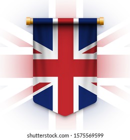 Realistic National Pennant Flag of United Kingdom