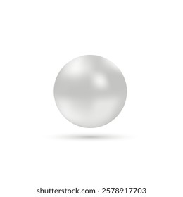 Realistic natural pearl. Jewel gems. Shiny silver ball isolated on white background. Vector jewelry sphere.